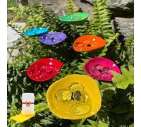 Bee Watering Station with Glass Marbles, Hummingbird Feeders for Outdoors, Butterfly Puddler Pollinator Drinking Cups, Bee Baths Attractors Bird Water Feeder, Garden Courtyard Hive Decor(7PCS)