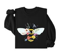 Bee Wildflower Sweat-shirt abeille unisexe Bee Long Seleve Pullover Tops, Noir , M
