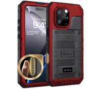 Beeasy Coque Étanche pour iPhone 16 Pro IP68 Waterproof Métal Antichoc, 360 Intégrale Incassable Coque avec Protège-écran Intégré,Militaire Protection Etui de Extérieur Chantier, Rouge