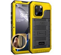 Beeasy Coque Étanche pour iPhone 16 Pro IP68 Waterproof Métal Antichoc, 360 Intégrale Incassable Coque avec Protège-écran Intégré,Militaire Protection Etui de Extérieur Chantier, Jaune