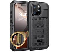 Beeasy Coque Étanche pour iPhone 16 Pro Max IP68 Waterproof Métal Antichoc, 360 Intégrale Incassable Coque avec Protège-écran Intégré,Militaire Protection Etui de Extérieur Chantier, Noir