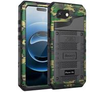Beeasy Coque Étanche pour iPhone 16e /17e IP68 Waterproof Métal Antichoc, 360 Intégrale Incassable Coque avec Protège-écran Intégré, Militaire Protection Etui de Extérieur Chantier, Camouflage