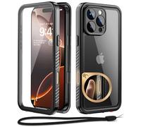 Beeasy Coque pour iPhone 16 Pro Max Étanche Antichoc, IP68 Etanche 360 Intégrale Anti Choc Chute Poussière, Militaire Incassable Rigide Waterproof Case avec Protection Camera+Écran, Noir