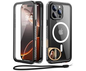 Beeasy Coque pour iPhone 16 Pro Max Étanche Antichoc, IP68 Etanche 360 Intégrale Étui avec MagSafe, Militaire Incassable Rigide Waterproof Case avec Protection Camer cran, Noir