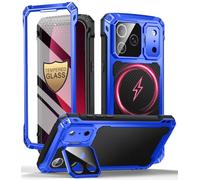 Beeasy Coque pour iPhone 18 Pro Max Métal Armor avec MagSafe, Bleu | Verre Trempé 9H Protection Écran et Caméra, Support Intégré, 360° Intégrale Antichoc Militaire Incassable Résistante Étui