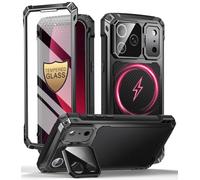 Beeasy Coque pour iPhone 18 Pro Max Métal Armor avec MagSafe, Noir | Verre Trempé 9H Protection Écran et Caméra, Support Intégré, 360° Intégrale Antichoc Militaire Incassable Résistante Étui