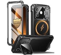 Beeasy Coque pour iPhone 18 Pro Métal Armor avec MagSafe, Noir | Verre Trempé 9H Protection Écran et Caméra, Support Intégré, 360° Intégrale Antichoc Militaire Incassable Résistante Étui