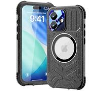 Beeasy Magnétique Coque pour iPhone 17 Étanche Antichoc - Compatible MagSafe, Protection IP68 Waterproof 360 Intégrale Antichoc, Protection Écran & Caméra Intégrée Double Case, 6.3” Noir Glitzer