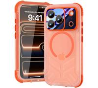Beeasy Magnétique Coque pour iPhone 17 Pro Étanche Antichoc - Compatible MagSafe, Protection IP68 Waterproof 360 Intégrale Antichoc, Protection Écran & Caméra Intégrée Double Case, 6.3”Orange
