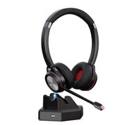 Beebang Casque Bluetooth avec microphone, réduction du bruit, casque sans fil avec station de charge et dongle USB pour PC, 40 heures de temps de conversation sans fil pour Mac, ordinateurs, équipes
