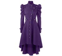 Beebeauty Robe rétro gothique pour femmes, Long manteau Coupe-vent Era Vitoria, aubergine, S