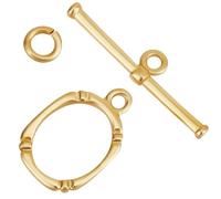 Beebeecraft 1 boîte 10 ensembles de Fermoirs à Bascule en Laiton Plaqué Or 18 carats Véritable Barre en T Ovale Liens D'Anneau Fermoirs D'Extrémité Connecteurs pour la Fabrication de Bijoux Collier