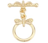 Beebeecraft 1 boîte 10 Ensembles de Fermoirs à Bascule Plaqués Or 18 carats Anneau Rond Libellule Fermoirs à Barre en T Ensembles de Connecteurs pour Collier Bracelet Fabrication de Bijoux DIY