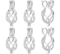 Beebeecraft 1 boîte 10 pièces Perles Cages Charmes Platine Plaqué Laiton Pierre Support Cage Pendentifs pour Bricolage Bracelet Collier Fabrication de Bijoux