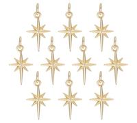 Beebeecraft 1 boîte 12 pièces Breloque Étoile du Nord 18K Plaqué Or Étoile Pendentif Breloques avec Anneau de Saut 10x17mm pour la Fabrication de Bijoux à Bricoler SoiMême Collier Bracelet