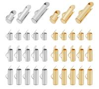 Beebeecraft 1 boîte 120 pièces Fermoir à Glissière en Acier Inoxydable 2 Couleurs Tubes Embouts Coulissants Tube D'Extrémité à Sertir pour la Fabrication de Bijoux de Bracelet de Collier