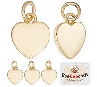 Beebeecraft 1 boîte 20 pièces Breloques en Forme de Cœur Plaqué Or 18 carats Pendentif Amour avec Anneaux de Saut pour Collier à Faire SoiMême Bracelet Boucle d'oreille Fabrication de Bijoux