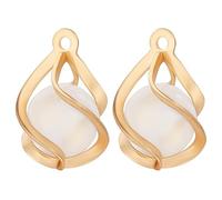 Beebeecraft 1 Boîte 20Pcs Perle Cage Charms Plaqué Or 18K Twist Larme Médaillon Creux avec Perles Oeil de Chat pour DIY Collier Bracelet