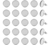 Beebeecraft 1 boîte 50 pièces 12mm Boucle D'Oreille Cabochon Réglage 316 chirurgical en Acier Inoxydable Lunette Ronde Blanc Boucle D'Oreille pour la Fabrication de Bijoux à Bricoler Soi Même