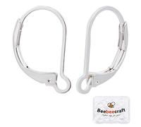 Beebeecraft 1 boîte 50 pièces de Boucles D'Oreilles à Levier 925 fermoirs en Argent Sterling Plaqué Fermoir Crochets de Boucle D'Oreille 15.5x10 mm Clip de Fil D'Oreille Connecteur de Boucle D'Oreille