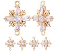 Beebeecraft 1 boîte 8 pièces Connecteurs Croisés Breloques Crucifix en Zircone Cubique Transparente Liens avec Boucles pour Bricolage Colliers Boucles D'Oreilles Bracelets Fabrication de Bijoux Artisa