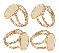 Beebeecraft 1 boîte 8 pièces Paramètres de Bague de Manchette Ouverte en Laiton Plaqué Or 18 carats Anneaux Vierges Ouverts avec Plateau Ovale Paramètres de Bague