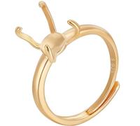 Beebeecraft 1 boîte de 1 bagues Vierges à 4 griffes 925 bagues à Griffes Réglables en Argent Sterling Composants de Bague en Or pour la Fabrication de Bijoux avec Cabochon(Plateau : 7x10mm)