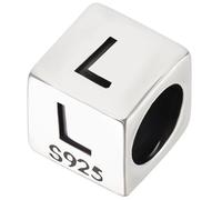 Beebeecraft 1 boîte de 1 perles en Argent Sterling avec L'Alphabet L Perles Européennes Cubiques pour la Fabrication de Bijoux de Bracelet D'Amitié à Faire Soi Même