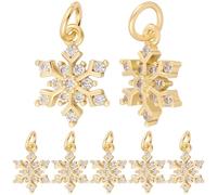 Beebeecraft 1 boîte de 10 Breloques Flocon de Neige en Laiton Plaqué Or 14 carats Zircone Cubique Thème Hivernal et Noël pour la Fabrication de Bijoux 15x11.5mm