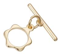 Beebeecraft 1 boîte de 10 connecteurs de Fermeture en T Fermoirs à Bijoux à Bascule Véritable Plaqué Or 18 carats Forme de Fleur Fermoir à Bascule Boucle de Fixation pour Collier Accessoires de Lien