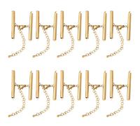 Beebeecraft 1 boîte de 10 Ensembles de Fermoirs Coulissants Tubes D'Extension Embouts de Cordon Coulissants Barre D'Extrémité Plaquée Or 18 carats Kit de Fermoirs Mousquetons pour Métier à Tisser à