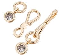 Beebeecraft 1 boîte de 10 fermoirs à Crochet en S en Laiton Plaqué Or 18 carats 21 mm en Forme de S avec Crochet en Zircone Cubique et Connecteur de Fermoir à Œil pour la Fabrication de Bijoux