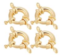 Beebeecraft 1 boîte de 10 fermoirs à Ressort pour Collier en Or Véritable Plaqué Or 14 carats Breloques de Connecteur de Lien de Bijoux avec Anneaux de Fermeture Fermoirs à Gâchette Ronds pour la