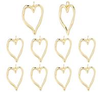 Beebeecraft 1 Boîte de 10 Pcs Charms Cœur Creux Véritable Plaqué Or 18K Saint Valentin Mère Amour Charms Cœur Pendentif Cadre Creux pour Fabrication de Bijoux Découvrir Boucles d'oreilles Colliers
