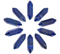 Beebeecraft 1 boîte de 10 perles de Lapis-Lazuli Naturelles Sans Trou, Cristaux Pointus Hexagonaux, Pierres de Chakra Reiki, Perles de Pierres Précieuses, Breloques pour la Fabrication de Bijoux 23 mm