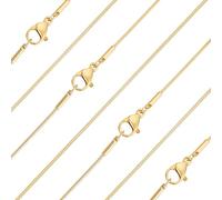 Beebeecraft 1 Boîte de 10 Pièces Serpent Chaîne Collier 18K Or Placé Acier Inoxydable Serpent Chaîne avec Fermoir Homard 0.9mm Fin Rond Collier Femme Homme Collier Bijoux Cadeau 17.7 Pouces 45 Cm