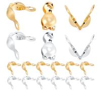 Beebeecraft 1 boîte de 100 embouts de Perles en Or 18 carats et 925 embouts de Perles en Laiton Plaqué Argent Sterling de 7mm à Replier pour Petits Trous pour Bracelets Nœuds Sertissage Fabrication