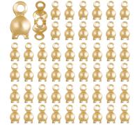 Beebeecraft 1 Boîte de 100 Pièces Perle Point Couvercle Véritable Plaqué Or 24K Ouvert Perle Point Nœud Couvercle Serti Palourde Shell Terminator Fil Sertissage Bouchons d'extrémité pour Fabrication