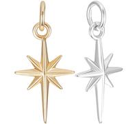 Beebeecraft 1 boîte de 12 breloques Étoiles en Laiton Plaqué Or 18 carats et Platine Breloque Étoile du Nord Pendentif Étoile avec Anneau de Saut pour la Fabrication de Bijoux Colliers