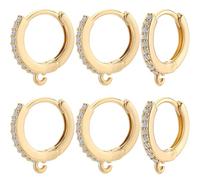 Beebeecraft 1 boîte de 12 crochets Ronds à Levier en Plaqué Or 18 carats avec Zircone Cubique pour Boucles D'Oreilles Huggie Hoop et Boucles D'Oreilles Françaises avec Boucle pour la Fabrication