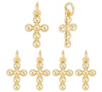 Beebeecraft 1 boîte de 12 Mini Pendentifs Croix en Laiton Plaqué Or 18K Représentant Un Crucifix du Christ pour la Création de Bijoux Colliers et Bracelets.