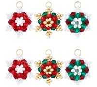 Beebeecraft 1 Boîte de 12 Pièces Charms Flocon de Neige de Noël Plaqué Or 18K Acier Inoxydable Hiver Facettes Verre de Neige Graines Perles Pendentif Charms Fabrication de Bijoux Collier Bracelet DIY