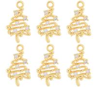 Beebeecraft 1 boîte de 14 breloques en Forme de Sapin de Noël en Or 18 carats en Laiton Plaqué Or et Oxyde de Zirconium pour la Fabrication de Bijoux Décoration de Noël Artisanat Cadeau