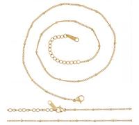 Beebeecraft 1 boîte de 2 Colliers Bohèmes pour Femmes 16.3414cm Plaqué Or 304 carats (5) Perles Satellites en Acier Inoxydable Collier Ras du Cou Délicat en Or Bijoux pour Femmes Cadeau