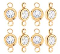 Beebeecraft 1 boîte de 20 Breloques Connecteurs en Strass et 304 Breloques à Maillons Ronds Plats en Acier Inoxydable pour la Fabrication de Bijoux