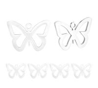 Beebeecraft 1 boîte de 20 Breloques Papillon Argentées de 12.5x17.5mm en Acier Inoxydable pour Pendentif Boucle d'oreille Bracelet Collier Porte Clés Marque Page Fabrication de Bijoux Artisanaux