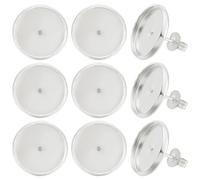 Beebeecraft 1 boîte de 20 cabochons Vierges en Argent Sterling avec Lunette Ronde Plate de 12 mm et 20 écrous D'Oreille pour la Fabrication de Bijoux et de Boucles D'Oreilles Pendantes