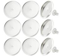 Beebeecraft 1 boîte de 20 cabochons Vierges en Argent Sterling avec Lunette Ronde Plate de 14 mm et 20 écrous d'oreille pour la Fabrication de Bijoux et de Boucles d'oreilles Pendantes