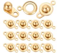 Beebeecraft 1 boîte de 20 fermoirs à Bouton Pression en Acier Inoxydable Plaqué Or 24 carats 2 trous Connecteur à Boule Fermoirs à Bouton pour la Fabrication de Colliers Bracelets Accessoires