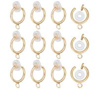 Beebeecraft 1 boîte de 20 pièces de Boucles D'Oreilles Créoles à Clipser en Laiton Plaqué Or 18 carats Convertisseur de Boucles D'Oreilles Non Percées Composants à Vis avec Boucle pour la Fabrication
